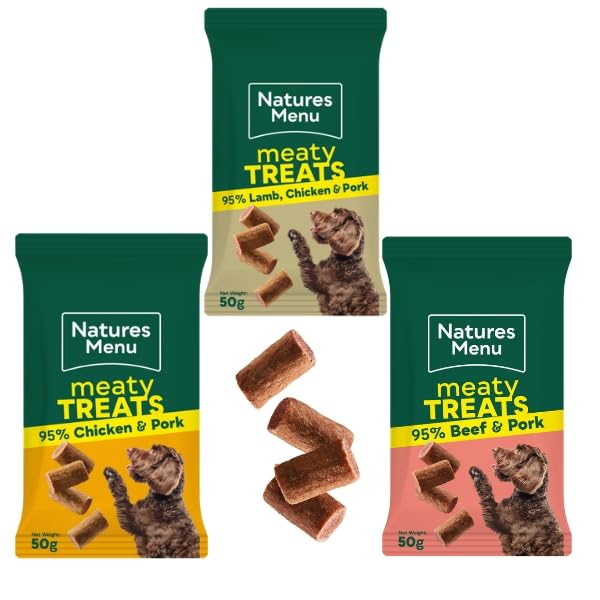 3 x Natures Menu Real Meaty Treats with Beef Chicken Chicken and lamb 50g
