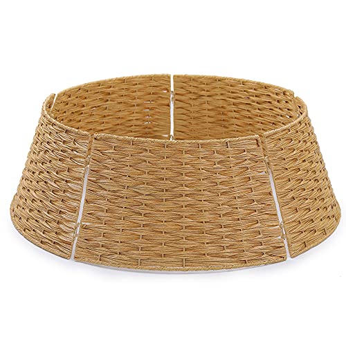 Christmas Tree Basket Christmas Tree Collar Wicker For Artificial Trees Christmas Tree Ring Stand Base Cover Box Collar Woven Wicker Tree Collarb For Christmas Tree Décor (Beige Yellow) #TOP1