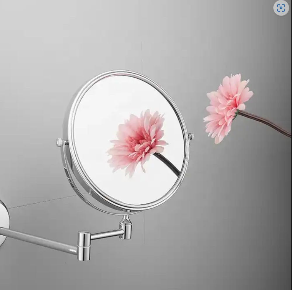 JPS(tm) 8" Makeup Mirror/Shaving Mirror/Bathroom Mirror Magnify Mirror & Wall Bracket with Adjustable Frame (Series:-Silver) 2