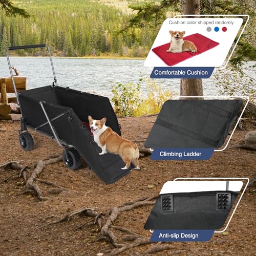 REDcamp Faltbarer Hundewagen mit ausziehbarem Hinterende, sehr robust, 134 Liter, Campingwagen mit Rädern für Sport und Shopping