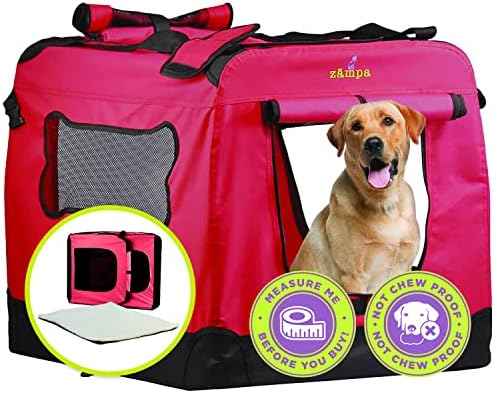 Zampa Pet Portable Crate  Great for Travel, Home and Outdoor  for Dogs, Cats and Puppies  Comes with A Carrying Case