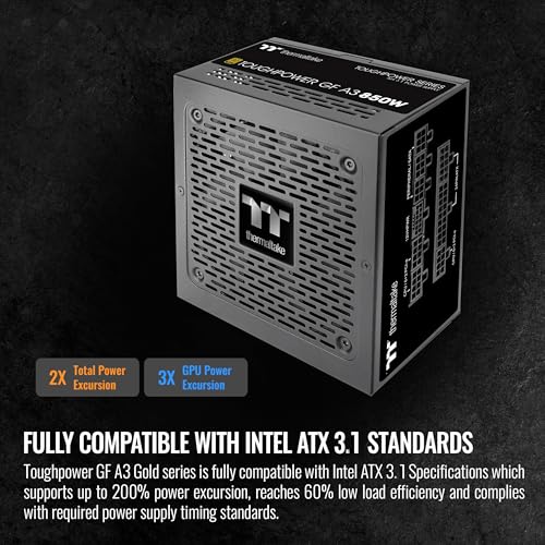 Image of Thermaltake Toughpower GF A3 850W, True 450W 12V-2x6 Connectors on PSU & NVIDIA RTX 50 Series, ATX 3.1 /PCI-E 5.1, 80+ Gold, SLI /Crossfire Ready Power Supply, PS-TPD-0850FNFAGU-L, 10 Year Warranty