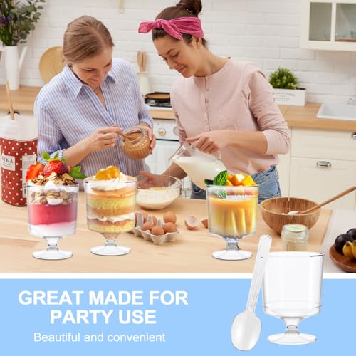 BHHQHH 200 Pack Dessert Cups with Spoons,5Oz Clear Plastic Parfait Cup,Disposable Appetizer Cups Mini Shooter Cups for Fruit Ice Cream Mousse Pudding and Party by BHHQHH - Image 7