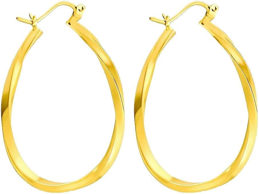 ToHeart Gold Hoop Earrings for Women Gold Plated Twist Hoop Earrings