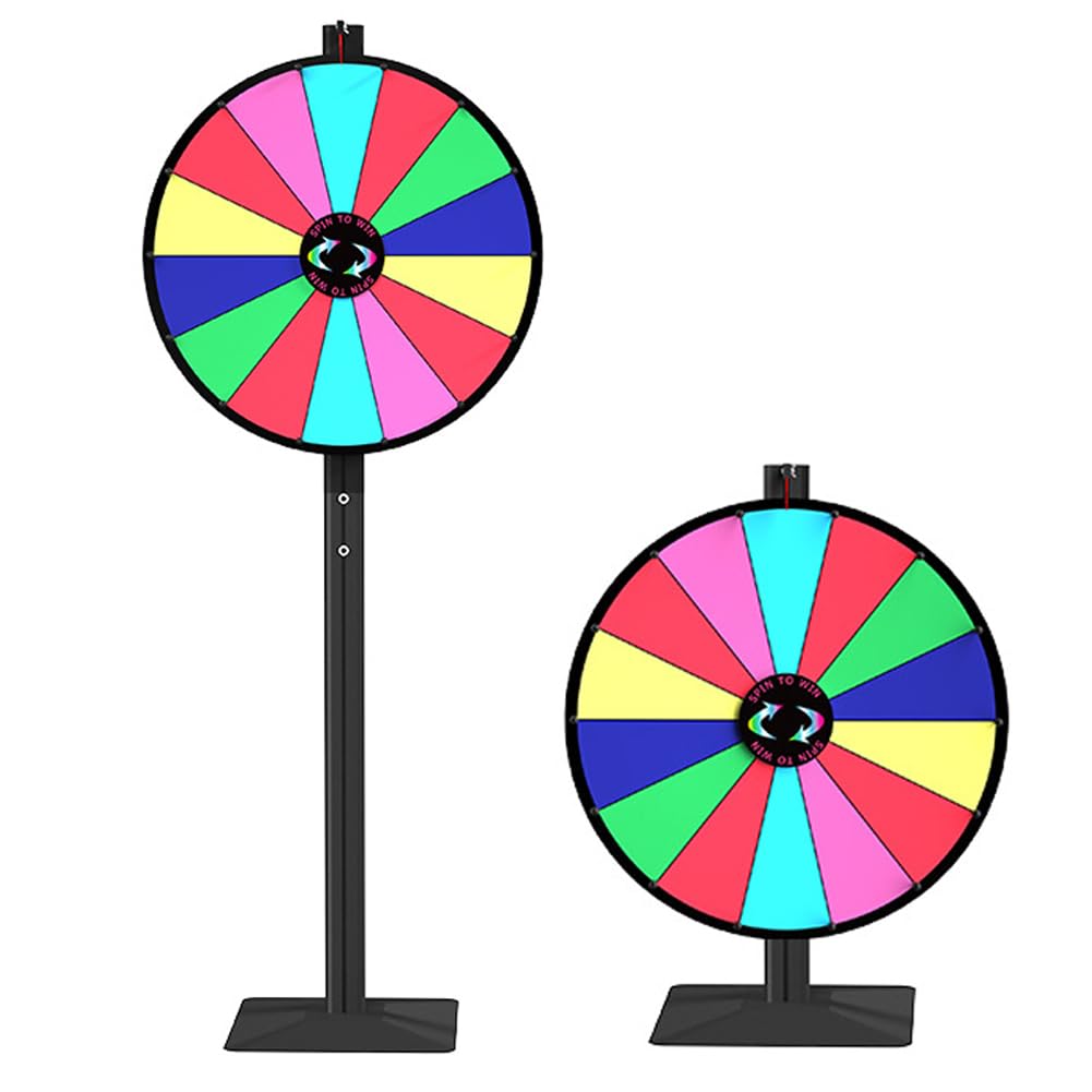 24 inch Spinning Prize Wheel with 14 Color Slots,Adjustable Tabletop and Floor Stand Fortune Wheel Spinner for Prizes Carnival Trade Show Party