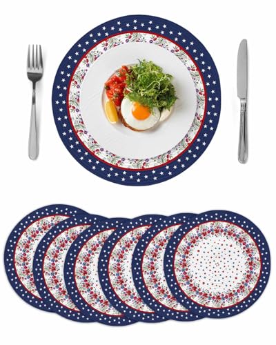 4th of July Round Braided Placemats Set of 6 Stars