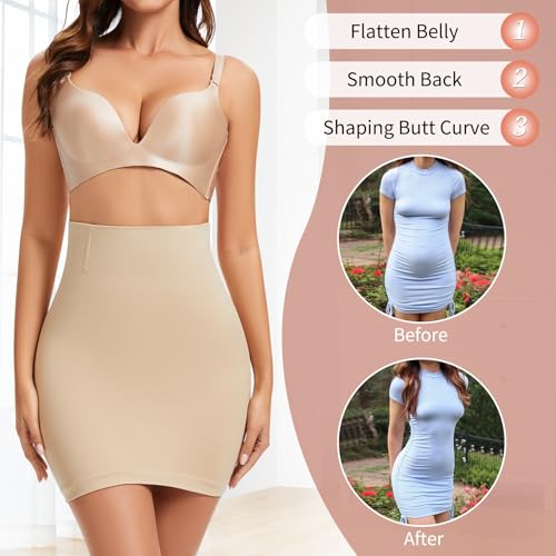MISS MOLY Shapewear Half Slip Dress for Women High Waist Body Shaper Seamless Tummy Control Skirt Smoother Under Dresses2
