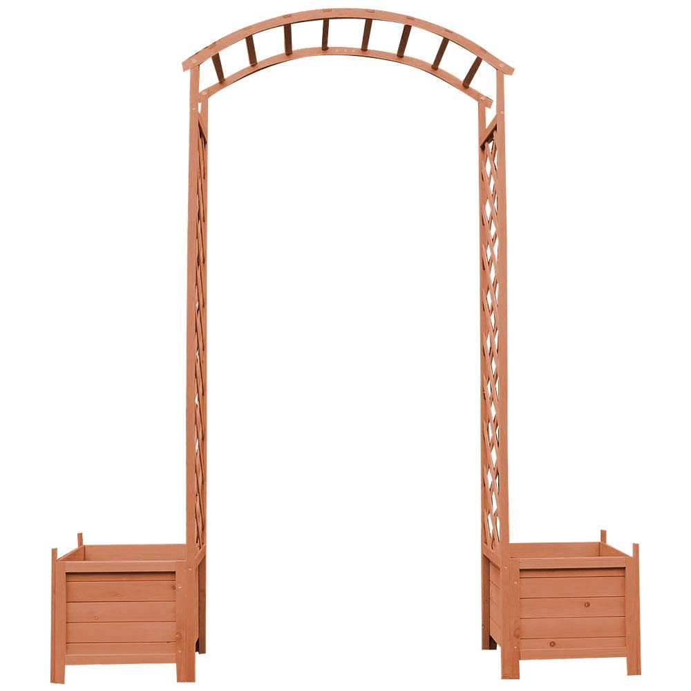 Melko Arche de Rose Grimpante Brune Pot de Fleurs Arche de Treillis Pergola en Bois