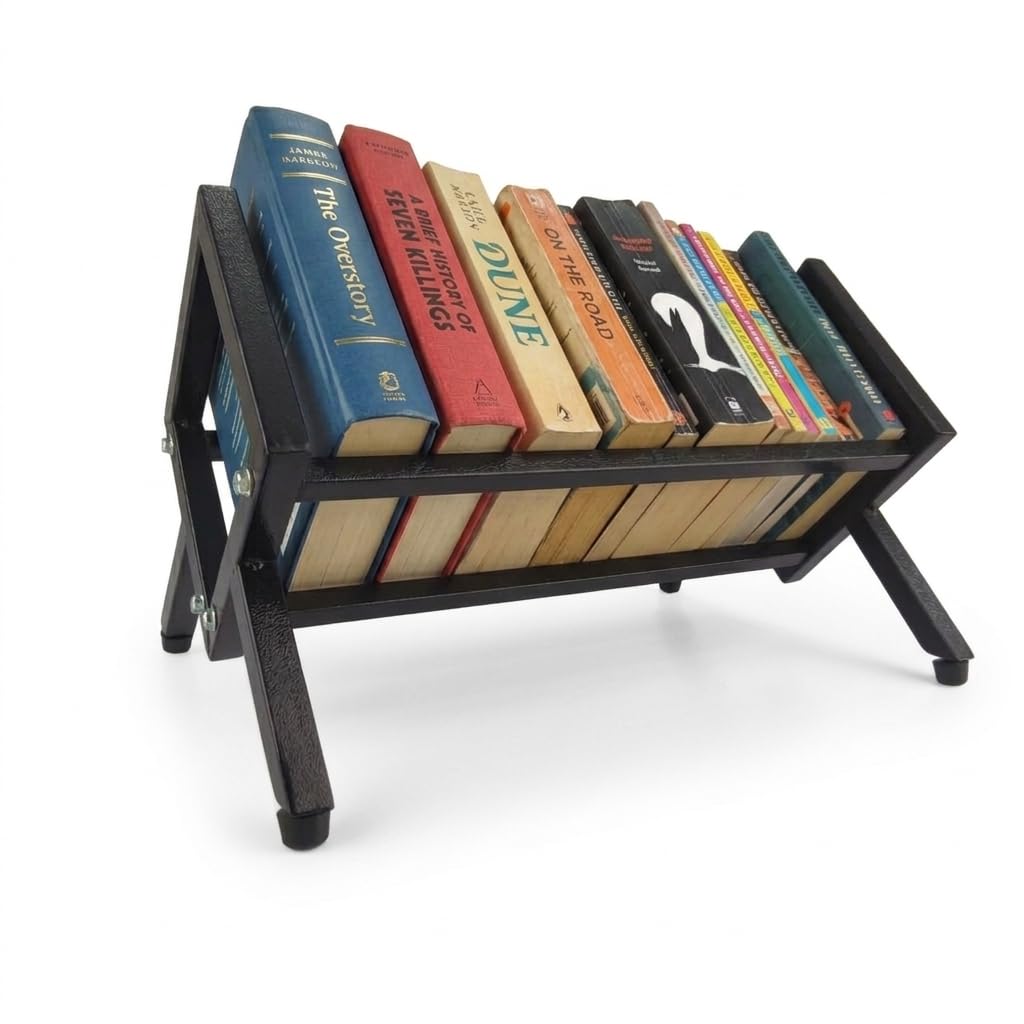 Metal Table Top Bookshelf Organizer for Books & Office Files | Book Storage Stand for Table | Desk Shelf Rack for Home, Office & Kids-image-39