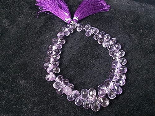 Améthyste rose de qualité gemme en fil de perles gouttes facettées pour joaillerie fine fait main