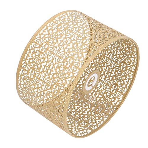 ZJchao Hollow Metal Ceiling Lamp Shade with Artistic Carving, Compatible with E27 E14 Socket for Table Floor Pendant Lights, Gold