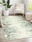 Morebes Modern Throw Rugs for Entryway, Washable 3x5 Area Rug for Bedroom Non-Slip, Soft Ultra-Thin Door Mat Abstract Throw Carpet for Kitchen Bathroom Office Rv Foyer,Green&Grey