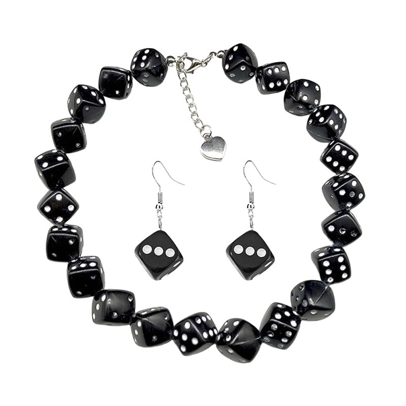 MALOYANVE Dice Earring Necklace Set for Women Colorful...