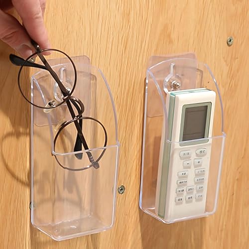 Image of Hian Wall Mounted Remote Holder with Self-Adhesive Hook | Transparent PET Organizer for TV & AC Remotes, Pens & Stationery | No Drill Space Saving Storage for Home, Office & School (Pack of 1)