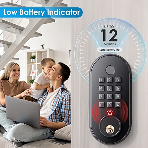 Keyless Entry Door Lock Deadbolt 50 User Smart Deadbolt Fingerprint Door Lock Electronic Code Door Lock With Keypad Auto Lock Biometric Smart Locks For Front Door Black #TOP4