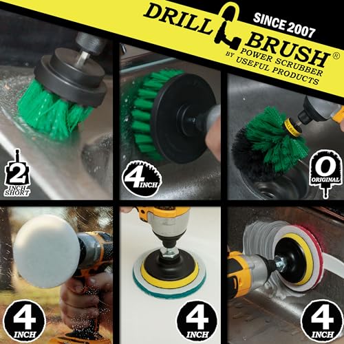 Image of Drillbrush Kitchen Cleaning Supplies - Stove & Oven Rack Cleaning Brush Kit | Whole Household Scrubbing Pads and Medium Stiffness Brushes - Sink, Tile, Laminate, Vinyl, Pan & Countertop Scrubber