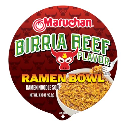 Image of Maruchan Bowl Birria Beef, Microwaveable Ramen Soup Mix, 3.39 Oz, 6 Count (Pack of 2)
