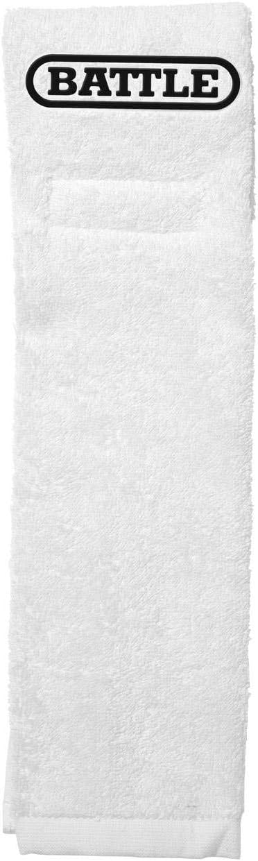 Battle Football Player Towel - Ultra Absorbent, Quick-Drying with Belt Hook Closure, White One Size