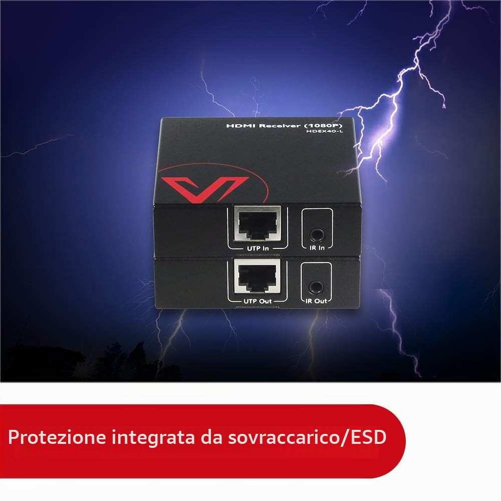 AV Access Estensore HDMI con IR, FullHD 1080p@60Hz fino a 50m/164 piedi, Funzione PoC, Interruttore EQ per Cavo da 30m/50m, Balun HDMI su Cavo Ethernet Cat5e/6a/7