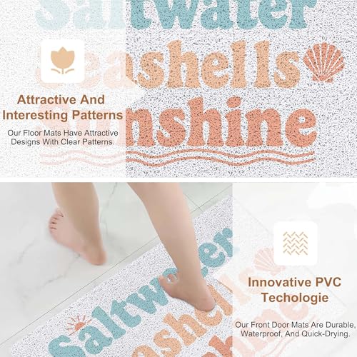 RYYCDOI Beach Door Mat, Coastal Beachy Doormat Outdoor Indoor Entrance Porch, Saltwater Seashells Sunshine Outdoor Mat, Nautical Ocean Welcome Mats for Front Door, 17x30 Inch - Image 4