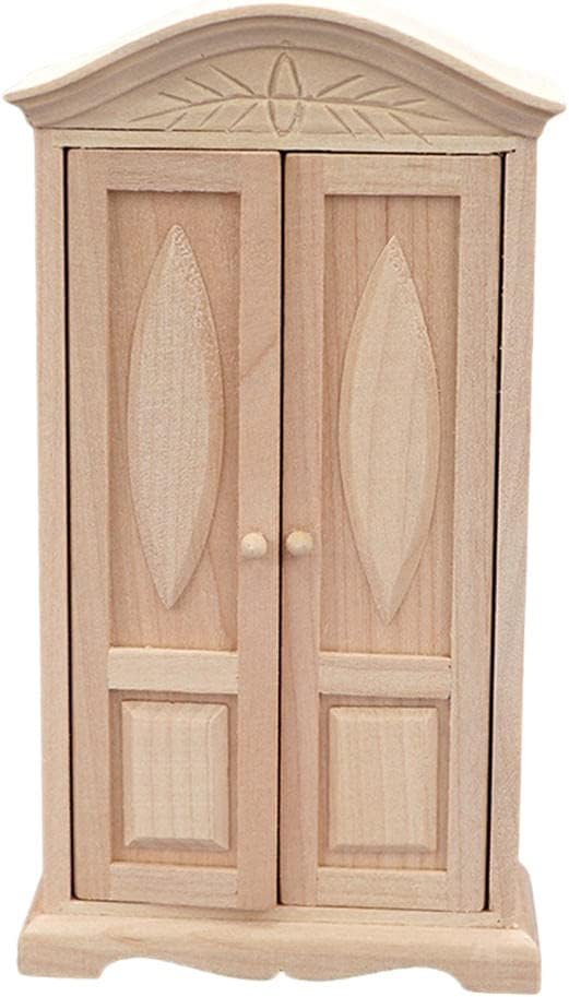 Nc ミニ1 12ドールハウスウッドワードローブ両開きドアふり遊びおもちゃdiyキッズ