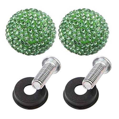 Wakauto License Plate Screws Fastener with Bling Rhinestone Bolt Caps Anti for Locking Car Tag (Green)