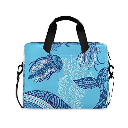 Bolsa de mensajero de 15.6 pulgadas con diseño de ballena medusas y tortuga