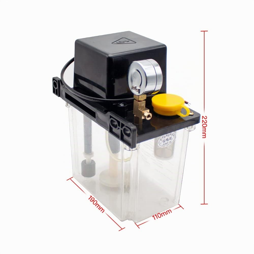 Toplionace Bomba de Lubricación Automática de 220V, Bomba de Aceite Electromagnética de 1L / 2L, Engrasador de Torno con Pantalla Digital Dual (1L, con Manómetro)