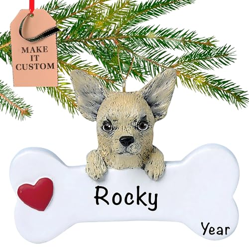 Personalized Chihuahua Dog Bone Ornament 2026 for Dog Moms & Dads, Heart