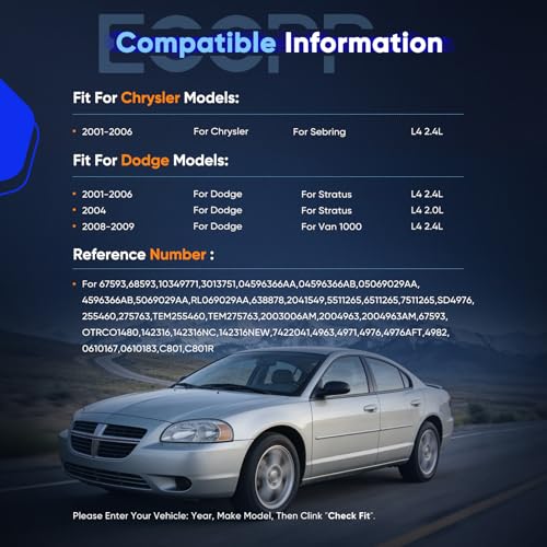 Image of ECCPP AC Compressor Direct Fit for Chrysler Sebring L4 2.4L 2001-2006 | for Dodge Stratus L4 2.0L 2.4L 2001-2006 Fast Cooling AC Compressor with Clutch Low Vibration Fuel Efficient Stable Operation