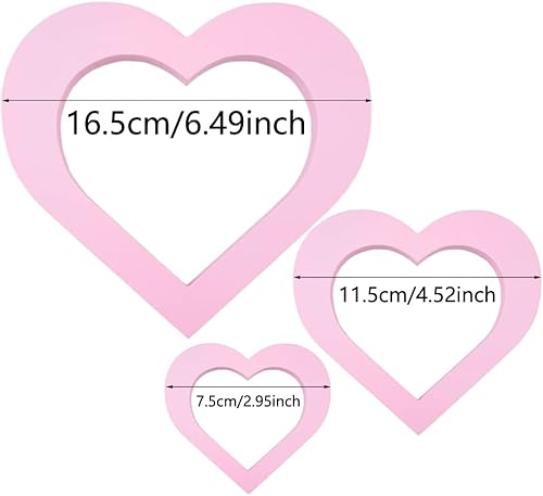 Miniatura 2 de SaktopDeco 3 piezas de centro de mesa de madera rosa con forma de corazón rosa para mesa del día de San Valentín chimenea romántica decoración del