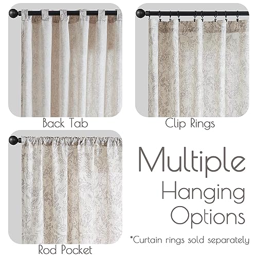 Jinchan Floral Curtains Linen Curtains For Living Room Purple Gray French Country Farmhouse Curtains 96 Inches Long Light Filtering Window Back Tab Semi Sheer Curtains 2 Panels Purple Grey On Beige #TOP5