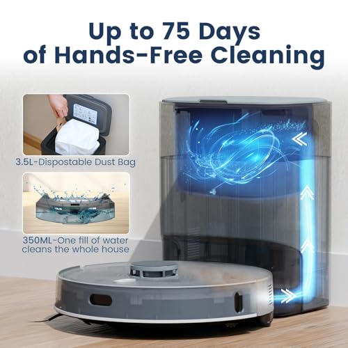 Image of FIXR Robot Vacuum and Mop with Self-Emptying, 75-Day Hands-Free Cleaning 12,000Pa Suction, T25-GR