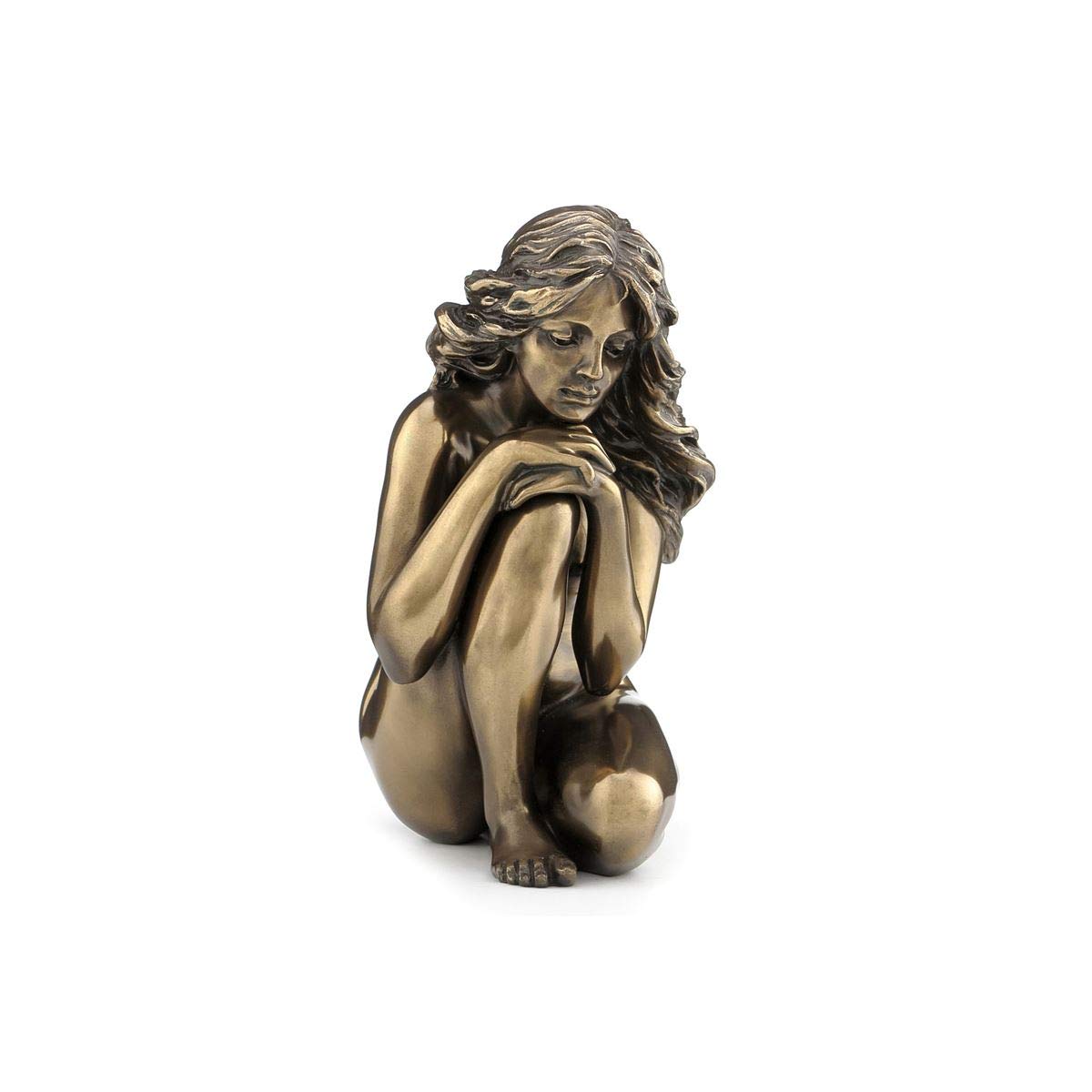 Figura Decorativa de Resina Bronce Mujer Desnuda Posando. Adornos y Esculturas. Decoración Hogar. Regalos Originales. 8,50 x 5,50 x 12 cm.