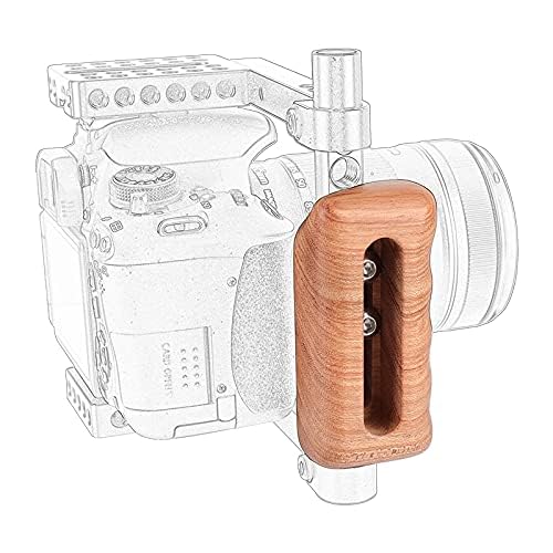 Image of CAMVATE Wooden Hand Grip with 1 /4 inch-20 Mounting Groove for DSLR Camera Cage Kit(Right Hand) - 2829