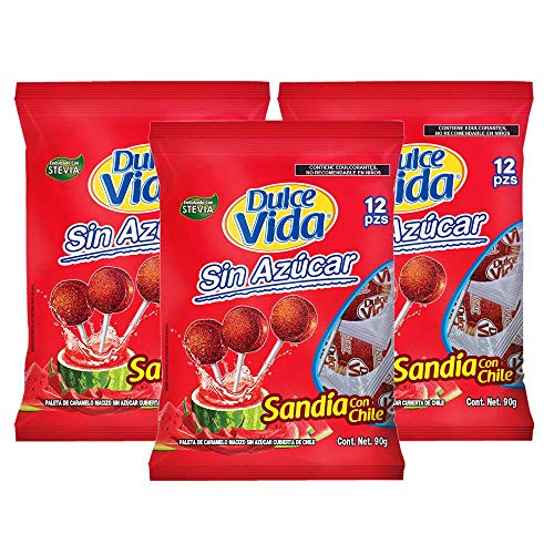 Catálogo para Comprar On-line Dulce Vita los más solicitados. 36 Dulce Vida | Paletas Sin Azúcar | Sabor: Sandía Con Chile, 3 Bolsas × 12 Paletas c/u