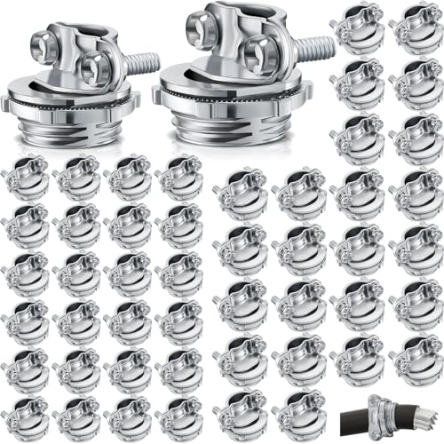 Connecteur de câble à pince en zinc Blulu pour conduits électriques 1/2 et 3/4 pouces - 50 pièces