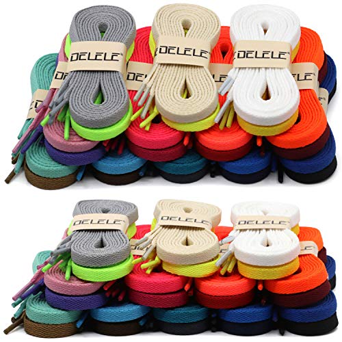 Delele 2 Pair 23.62"Flat Shoe Laces 5/16" Wide Shoelaces For Athletic Running Sneakers Shoes Boot Strings White #TOP6
