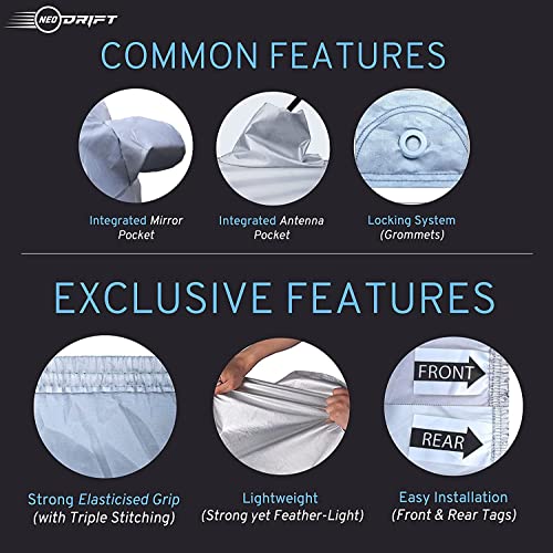 Image of NEODRIFT 'SilverTech' Silver Car Cover for Tata Bolt (All-Weather Protection,Water Resistant, Tailored Fit, Super Soft & Breathable Fabric)