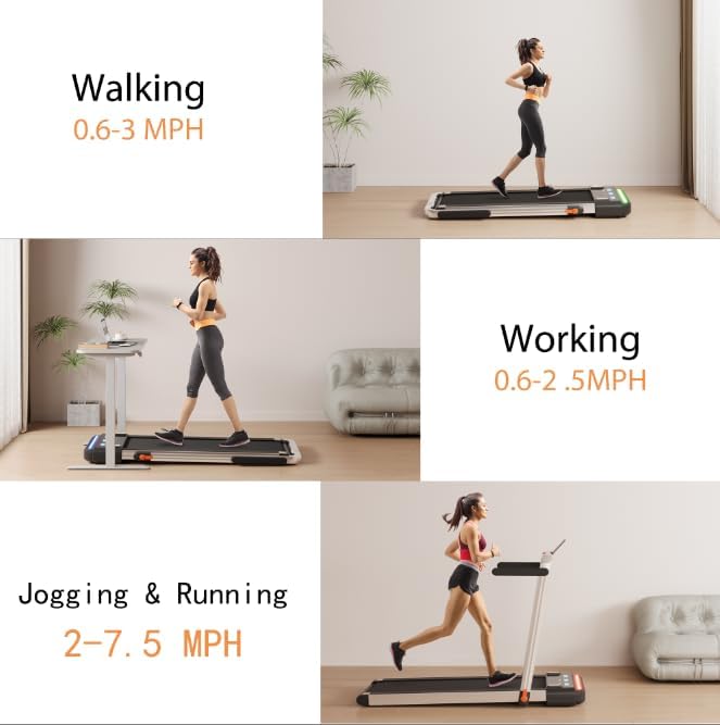 Miniatura 8 de Caminadora plegable 2 en 1 para debajo del escritorio, caminadora para oficina en casa, no necesita montaje, máquina de correr eléctrica con