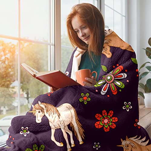 Couvre-lit licorne violet doux couverture de lit moelleuse enfant fille garçon - 7
