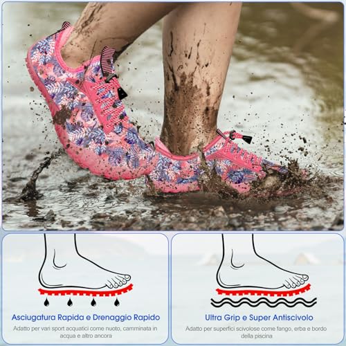 Image of Built-in Heel Grips Water Shoes for Kids Girls Boys Hiking Wide Barefoot Swim Beach Pool Big Kid