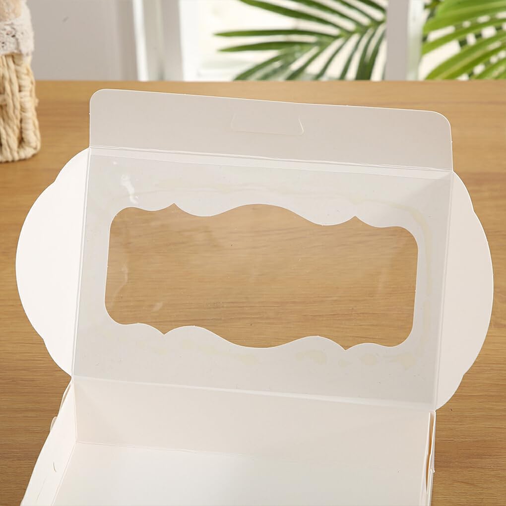 QOKLIYUI Scatola per Biscotti Economica ed Ecologica per Tutte Le Occasioni Confezione di Torte di Carta Scatola per Cupcake Scatola da Forno Facile igienica, Kraft da 10 * 6 * 2 Pollici