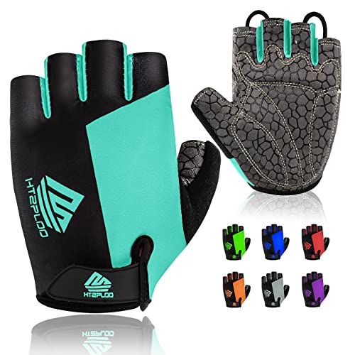 HTZPLOO Bike Gloves Cycling Gloves for Men Women – Anti-Slip Shock-Absorbing Pad Light Weight Half Finger Bicycle Gloves