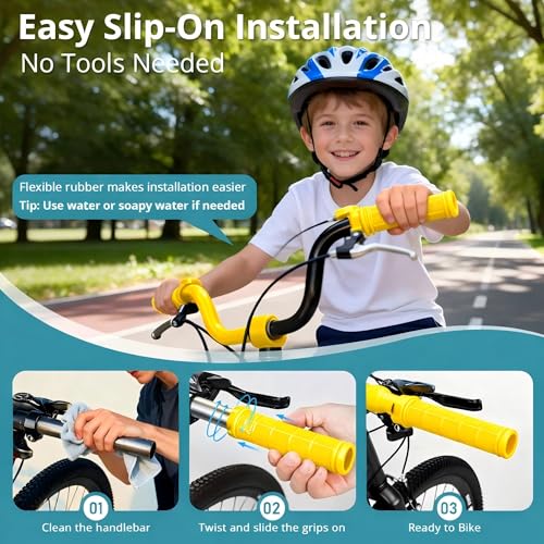 Image of CHUNZEXI 4 PCS Bike Handlebar Grips, Rubber Bicycle Bar Grips Replacement, Non-Slip Handle Grips for Kids Bikes, Scooters, BMX, Mountain & Cruiser Bikes