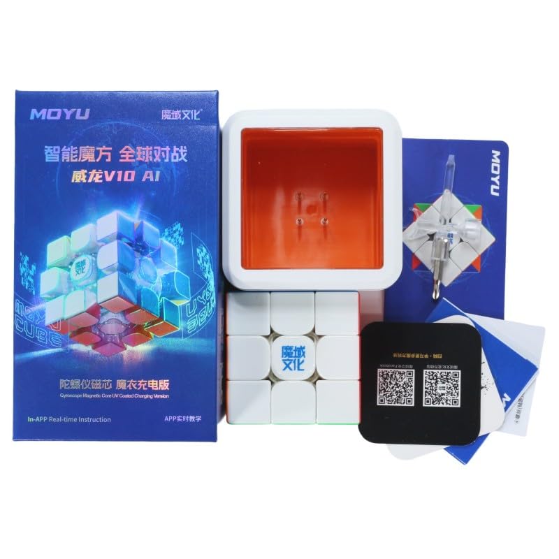 Image of HAWKISTER Moyu Weilong V10 AI 3X3 Bluetooth Smart Speed Cube (Gyroscope Magnetic Core UV Coated Charging Version), 6+ Years