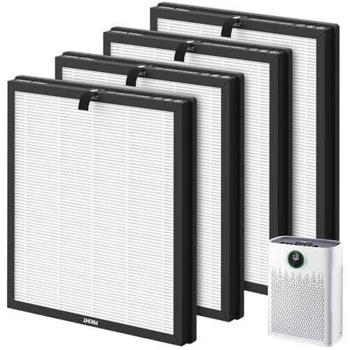 Image of 4 Pack HAP603 Replacement Filter Compatible with ECOSELF HAP603 / HAP603WF Air Purifier, 3-in-1 H13 True HEPA Filter with Activated Carbon, # RFHAP603, White