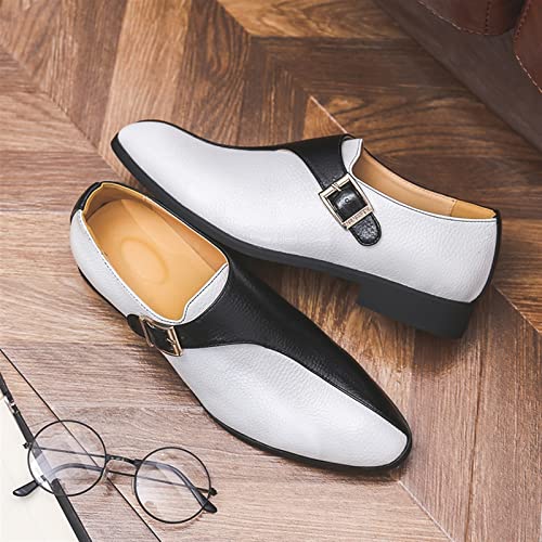 Dress Shoes for Men Slip On Monk Strap Two Tone Patchwork PU Leather Non Slip Anti-Slip Rubber Sole Block Heel Low Top Outdoor3