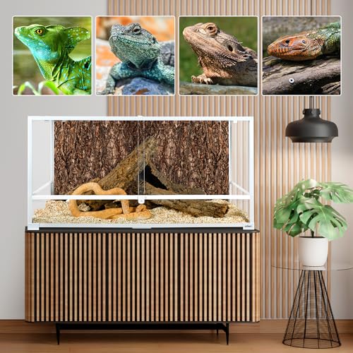 OiiBO 90 Gallon Reptile Terrarium, 48\" x 18\" x 24\" Full Tempered Glass Large Reptile Tank,Front Open Door with Top Screen Ventilation Amphibian Snake Bearded Dragon Extra-Long Habitat Enclosure Cage
