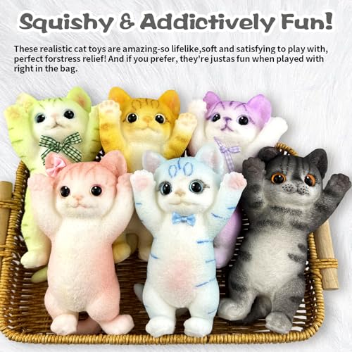 Image of Big Hand Painted Cat Squishy Toys,Large Cute Ultra Soft Kitty Squeeze Fidget Toys for Stress Relief ,Kawaii Squishies Sticky Animal Toys for Adults Kids,Decompression Sensory Balls Toys (H)